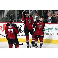 Vancouver Giants gather after a goal