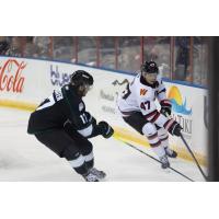 Utah Grizzlies' Reed Lebster battles Rapid City Rush's Charles Martin