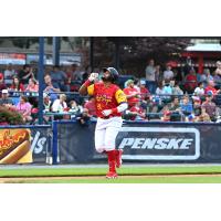 Reading Hot Dogs (Fightin Phils) outfielder Jorge Bonifacio rounds the bases after his homer